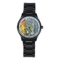 Colorful Abstract Texture  Stainless Steel Round Watch by dflcprints