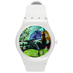 House Will Be Built Round Plastic Sport Watch (m) by bestdesignintheworld