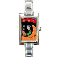 Eyes Makeup Human Drawing Color Rectangle Italian Charm Watch by Simbadda