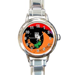 Eyes Makeup Human Drawing Color Round Italian Charm Watch by Simbadda