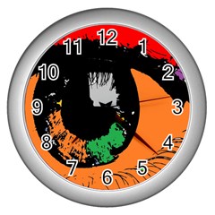 Eyes Makeup Human Drawing Color Wall Clocks (silver)  by Simbadda