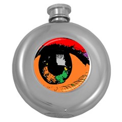 Eyes Makeup Human Drawing Color Round Hip Flask (5 Oz) by Simbadda