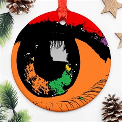 Eyes Makeup Human Drawing Color Round Ornament (two Sides) by Simbadda