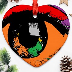 Eyes Makeup Human Drawing Color Heart Ornament (two Sides) by Simbadda