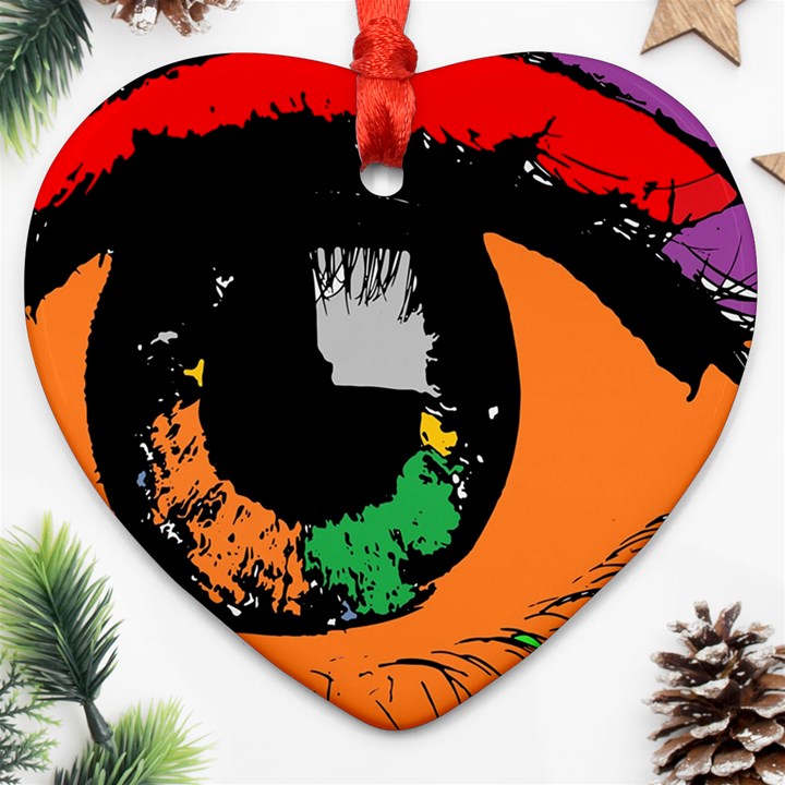 Eyes Makeup Human Drawing Color Heart Ornament (Two Sides)