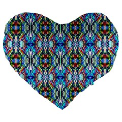 Artwork By Patrick-colorful-34 Large 19  Premium Flano Heart Shape Cushions by ArtworkByPatrick