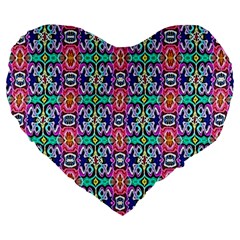 Artwork By Patrick-colorful-34 1 Large 19  Premium Flano Heart Shape Cushions by ArtworkByPatrick