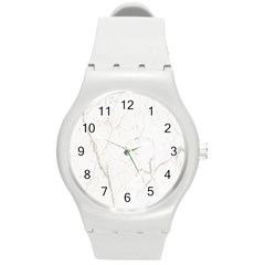 White Marble Tiles Rock Stone Statues Round Plastic Sport Watch (m) by Simbadda