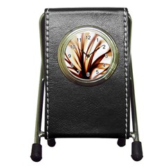 Digital Tree Fractal Digital Art Pen Holder Desk Clocks by Simbadda