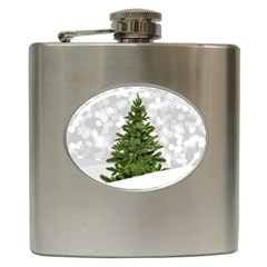 Christmas Xmas Tree Bokeh Hip Flask (6 Oz) by Simbadda