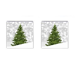 Christmas Xmas Tree Bokeh Cufflinks (square) by Simbadda