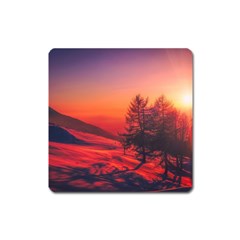 Italy Sunrise Sky Clouds Beautiful Square Magnet by Simbadda