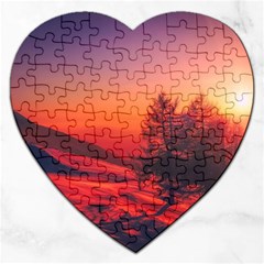 Italy Sunrise Sky Clouds Beautiful Jigsaw Puzzle (heart) by Simbadda