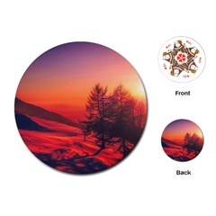 Italy Sunrise Sky Clouds Beautiful Playing Cards (round)  by Simbadda