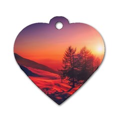 Italy Sunrise Sky Clouds Beautiful Dog Tag Heart (two Sides) by Simbadda