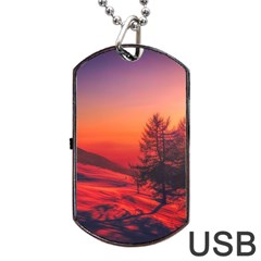 Italy Sunrise Sky Clouds Beautiful Dog Tag Usb Flash (one Side) by Simbadda