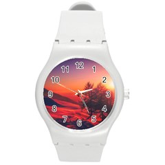 Italy Sunrise Sky Clouds Beautiful Round Plastic Sport Watch (m) by Simbadda