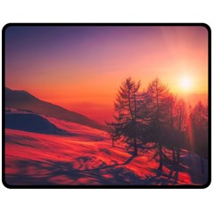 Italy Sunrise Sky Clouds Beautiful Double Sided Fleece Blanket (medium)  by Simbadda