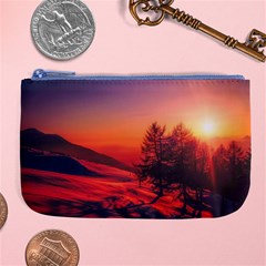 Italy Sunrise Sky Clouds Beautiful Large Coin Purse by Simbadda