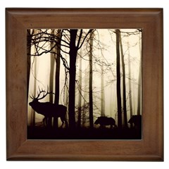 Forest Fog Hirsch Wild Boars Framed Tiles by Simbadda