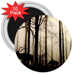 Forest Fog Hirsch Wild Boars 3  Magnets (10 Pack)  by Simbadda