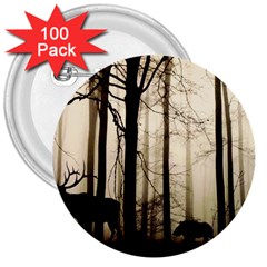 Forest Fog Hirsch Wild Boars 3  Buttons (100 Pack)  by Simbadda