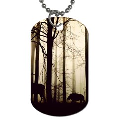 Forest Fog Hirsch Wild Boars Dog Tag (one Side) by Simbadda