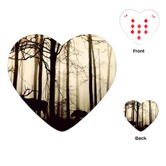 Forest Fog Hirsch Wild Boars Playing Cards (heart) 