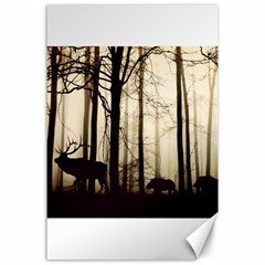 Forest Fog Hirsch Wild Boars Canvas 24  X 36  by Simbadda