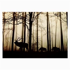 Forest Fog Hirsch Wild Boars Large Glasses Cloth by Simbadda