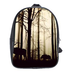 Forest Fog Hirsch Wild Boars School Bag (large) by Simbadda