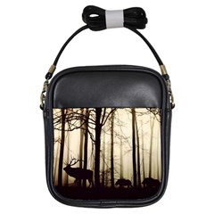 Forest Fog Hirsch Wild Boars Girls Sling Bags by Simbadda