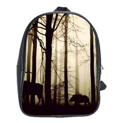 Forest Fog Hirsch Wild Boars School Bag (xl) by Simbadda