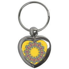 Star Quilt Pattern Squares Key Chains (heart)  by Simbadda