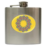 Star Quilt Pattern Squares Hip Flask (6 oz) Front