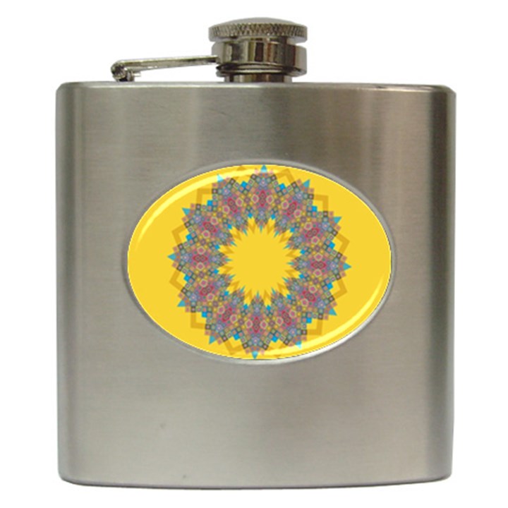 Star Quilt Pattern Squares Hip Flask (6 oz)