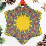 Star Quilt Pattern Squares Snowflake Ornament (Two Sides) Front