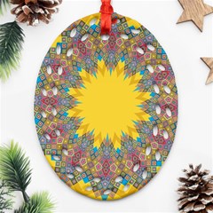 Star Quilt Pattern Squares Ornament (oval Filigree) by Simbadda