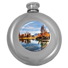 Dolomites Mountains Italy Alpine Round Hip Flask (5 Oz) by Simbadda