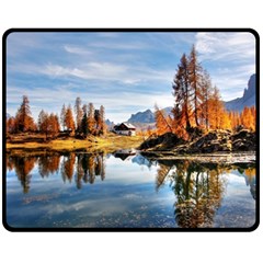 Dolomites Mountains Italy Alpine Fleece Blanket (medium)  by Simbadda