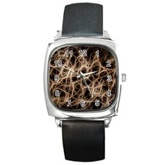 Structure Background Pattern Square Metal Watch by Simbadda