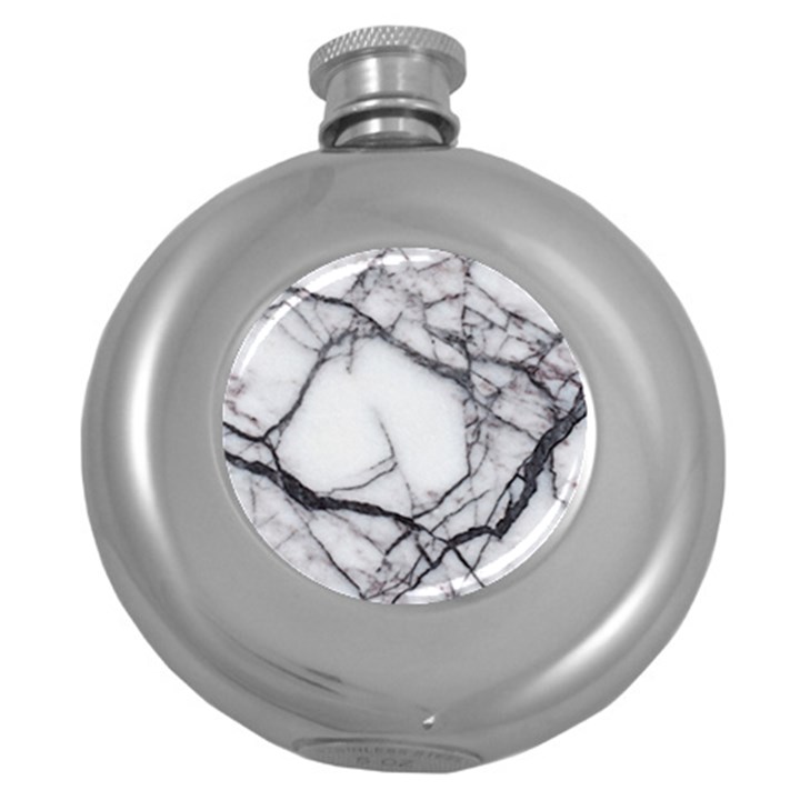 Marble Tiles Rock Stone Statues Round Hip Flask (5 oz)