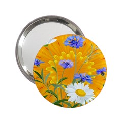 Flowers Daisy Floral Yellow Blue 2 25  Handbag Mirrors by Simbadda