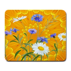 Flowers Daisy Floral Yellow Blue Large Mousepads by Simbadda