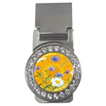 Flowers Daisy Floral Yellow Blue Money Clips (CZ)  Front