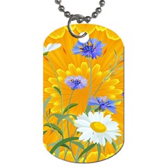 Flowers Daisy Floral Yellow Blue Dog Tag (two Sides) by Simbadda