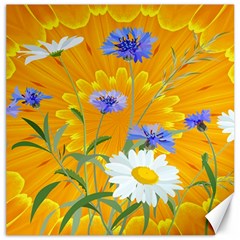 Flowers Daisy Floral Yellow Blue Canvas 20  X 20   by Simbadda