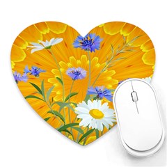 Flowers Daisy Floral Yellow Blue Heart Mousepads by Simbadda