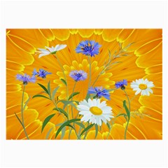 Flowers Daisy Floral Yellow Blue Large Glasses Cloth (2-side) by Simbadda