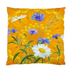 Flowers Daisy Floral Yellow Blue Standard Cushion Case (one Side) by Simbadda